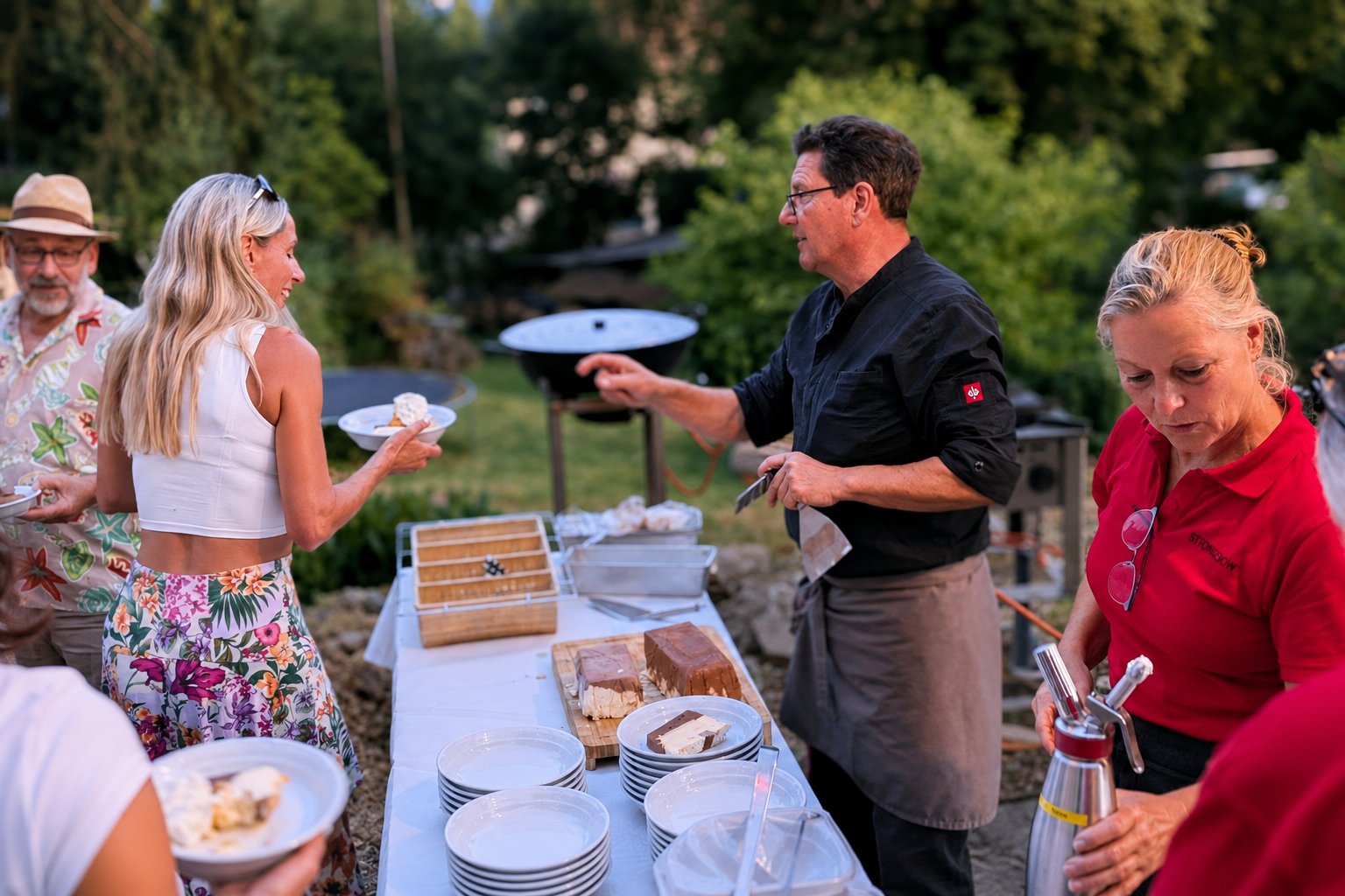 Dessertbuffet beim Aufbau